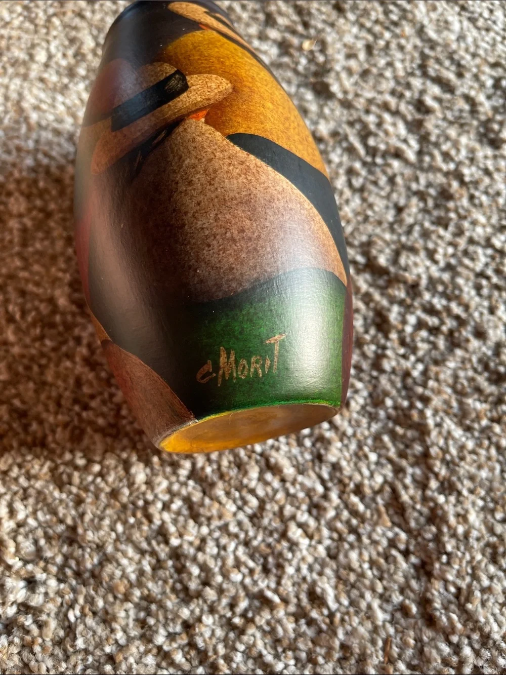 vintage Peruvian hand-painted terracotta vase